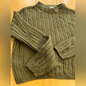 Women’s Green Knit Oversized Medium Cotton Acrylic Cozy